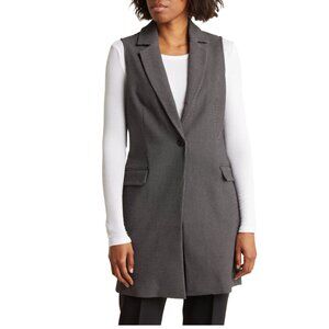 Adrianna Papell Pin Dot Duster Vest in Black / Ivory